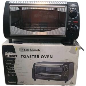 New Black Oven Toaster Stainless Steel Body30 Minute Time Safe Rack & Pan {F3}